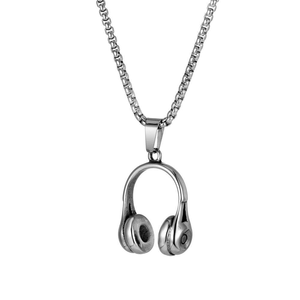 Wholesale Fashionable and simple music earphones titanium steel necklace